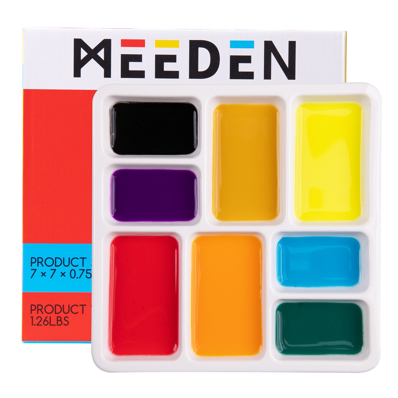 MEEDEN 8-Well Ceramic Artist Paint Palette, Square Porcelain Watercolor Palette, White Ceramic Mixing Tray for Gouache Painting, Oil Painting, Acrylic Painting & Tempera Painting, 7"× 7"× 0.9"